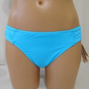 NEW SMALL PETITE Tommy Bahama Italian Bric Shirred Hipster Bikini Bottom Blue